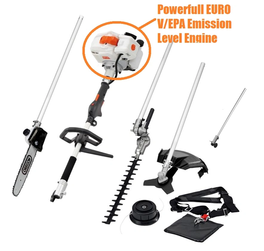 5in1 Petrol Garden Power Tool Set-Brush Cutter/Grass Trimmer/Hedge Trimmer/Pole Chainsaw